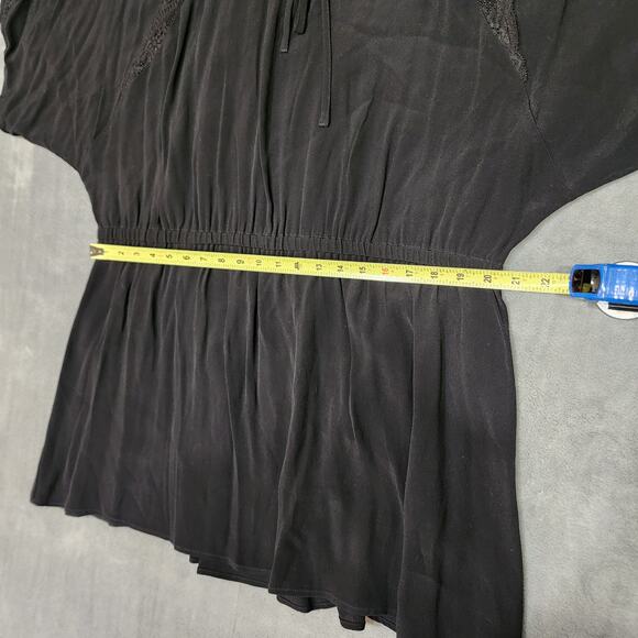 Karen Kane Peasant Long Blouse Black Lace Detail 3X Key Hole Collar Boho - Picture 10 of 11